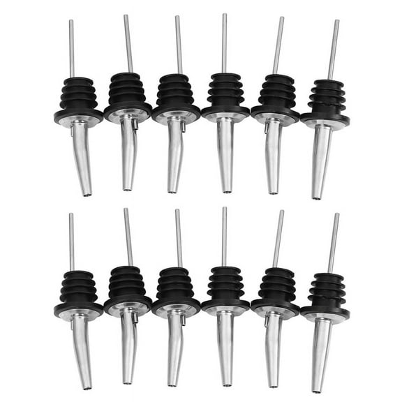 12Pcs Stainless Steel Spirit Wine Bottle Pourer Stopper Liquor Cocktail,12 x Stainless Steel Bottle Spout,Silver