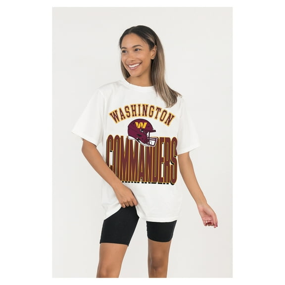 Women's Gameday Couture  White Washington Commanders Oversized Classic Fierce Focus T-Shirt