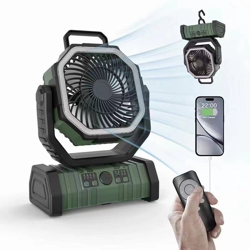 Universal HF-F6 Portable Rechargeable Outdoor Camping Fan USB Table Fan With LED Light And Power Bank For Camping Outdoor