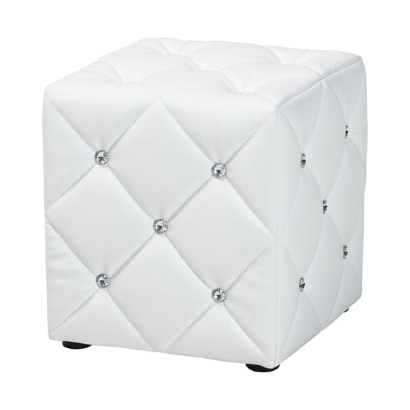 Baxton Studio Stacey Modern and Contemporary White Faux Leather Upholstered Ottoman