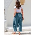 thumbnail image 3 of Pantalón TARSE de lino holgado, pierna ancha, con cordón, XL, azul lago, 3 of 3
