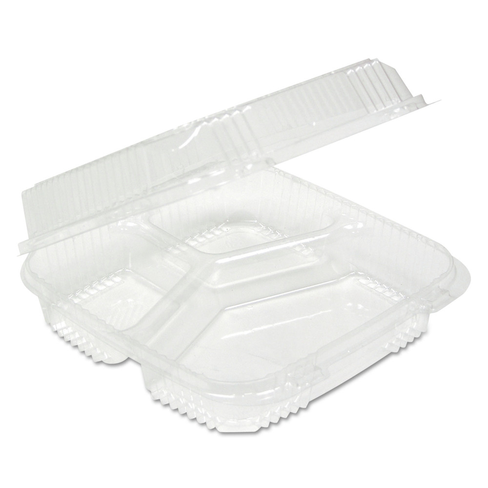 Clearview 3 Compartment 5 oz. Hinged Lid Food Containers Clear (200