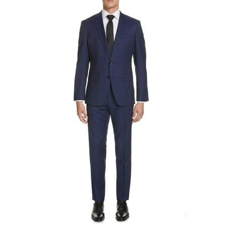 BOSS Genius Trim Fit Solid Wool Suit in Dark Grey , Size 40 Short