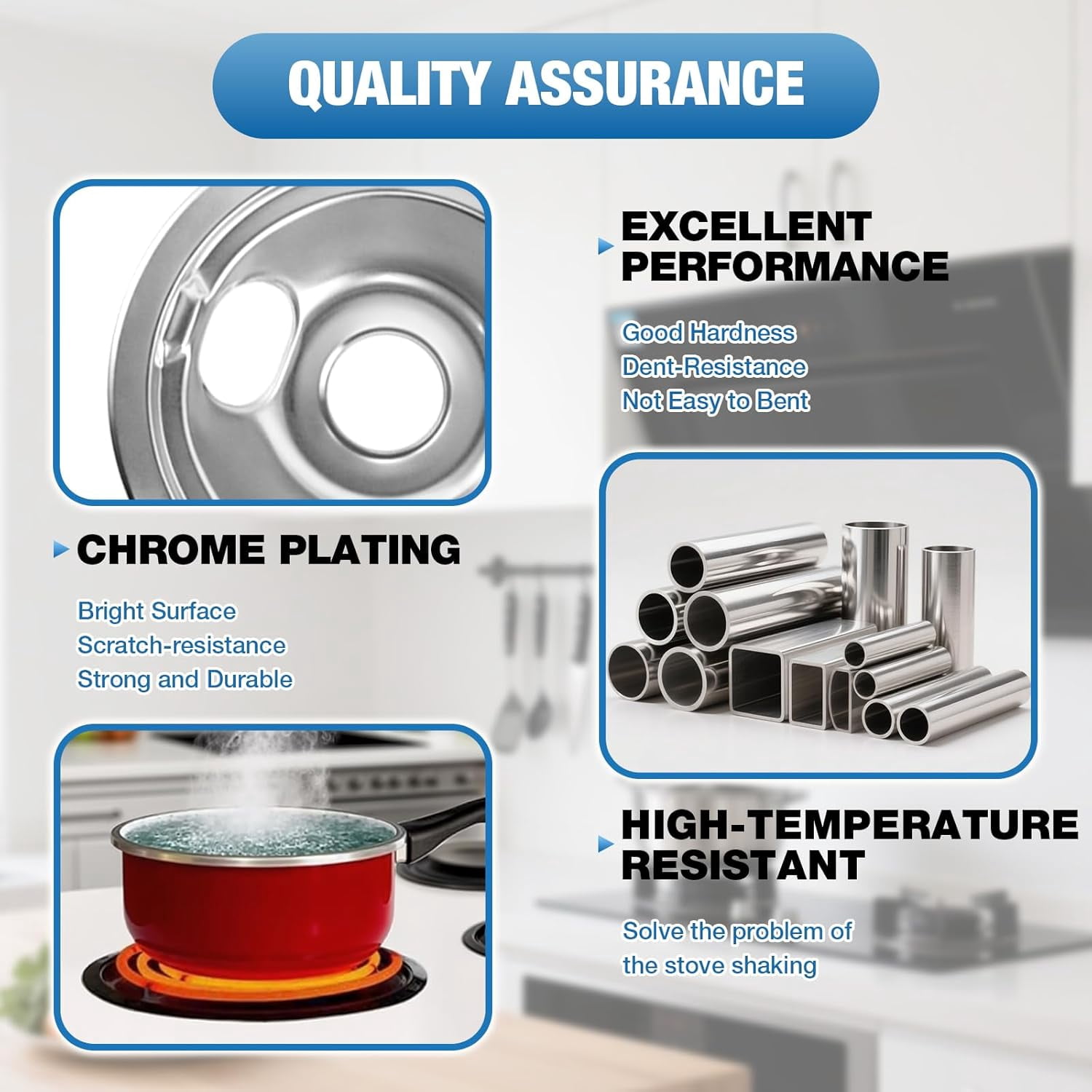 WB31T10010 WB31T10011 Chro e Drip Pans Set (4 Pack) - 2x6" & 2x8" Replace ent for , Hotpoint, Ken ore Electric Stoves with Locking Slot - Chro e Plated Steel Burner Bowls