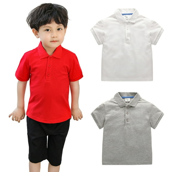 Esaierr Kids Baby Boys Girls Short-Sleeved T-Shirt Tees 1-10T Toddle Lapel Pullover New Solid Color Comfortable Soft T-Shirt