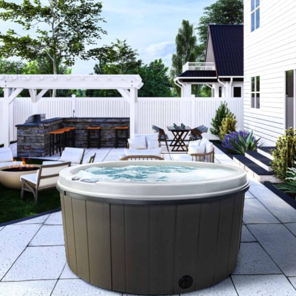 Cyanna Valley 102 PNP Walnut/White Hot Tub - 5 Person Open, 20 Jet Plug & Play (240V Convertible)