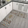 thumbnail image 4 of Ensemble de 2 Tapis de Cuisine Boho - Antidérapants, Lavables, Chemin de Table Floral Vintage Rouge & Tapis de Sol Rétro pour Évier de Cuisine Buanderie, 4 of 7