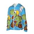thumbnail image 2 of Gaeub Dinosaur Riding a Motorcycle Men's and Women's UPF 50+ Long-Sleeved Sun Protection Clothing, Fishing Shirt Long Sleeve Zip - Medium, 2 of 9