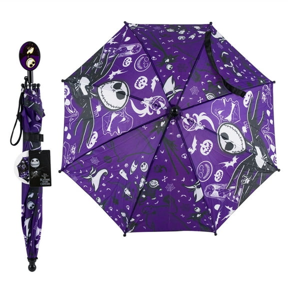 Nightmare Before Christmas Purple Kids Stick Umbrella with Clamshell Handle 21"