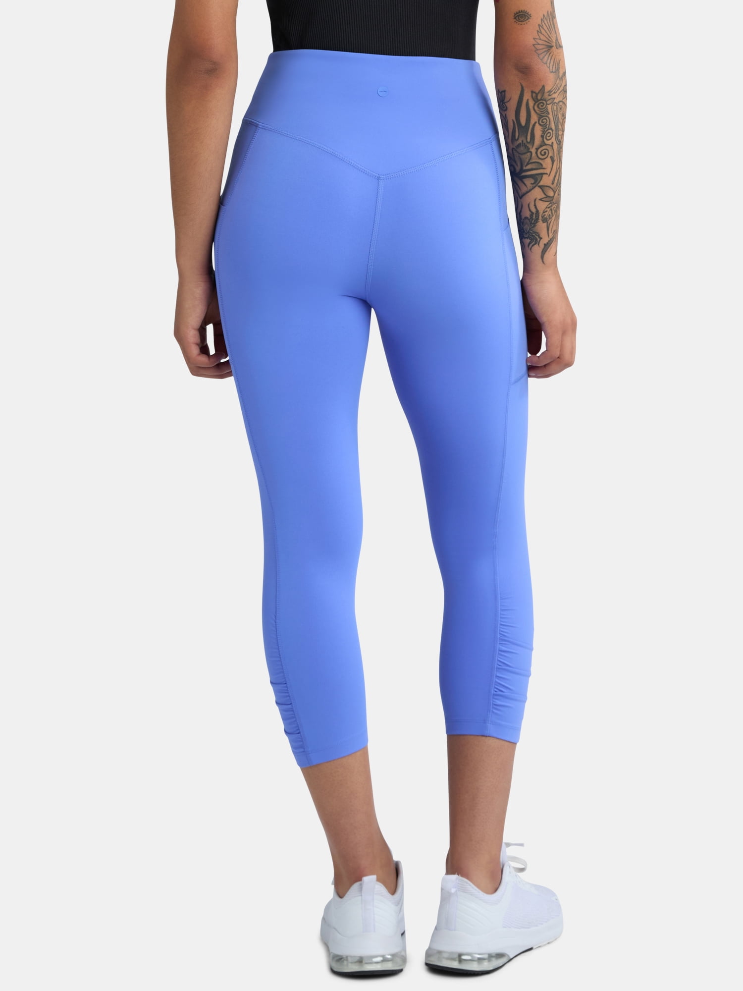 Avia Women's SoftSculpt Ruched High Rise Capri Leggings, 21" Inseam,Sizes XS-XXXL