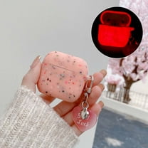 Allytechgroup AirPods 3 Case 2021, Luminous Stylish Soft TPU Cover with Heart Dustproof Anti-Scratch Shockproof Lightweight Bumper Cover Case for Apple AirPods 3rd Gen Generation, Pink