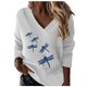 thumbnail image 1 of Sudadera recreativa con estampado de cuello en V para mujer Tops de manga larga Fridja  bvmnju3530, 1 of 9