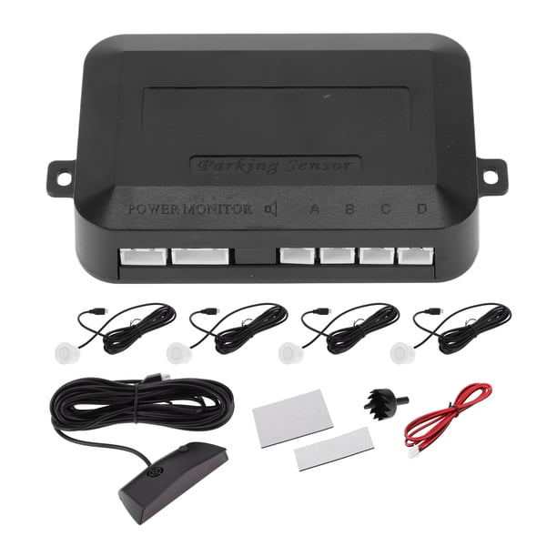 Sistema de radar de reversa para vehículos Unique Bargains, sensores de estacionamiento de reversa, detección de distancia, 4 sensores de estacionamiento, alarma y recordatorio.