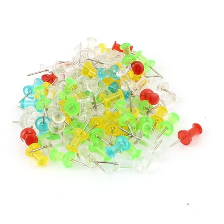 Bulletin Board Pins Unique Bargains Home Office Thumb Tack Push Pin Bulletin Board Holder Assorted Color 100pcs ()