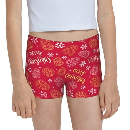 Pofeuu Gold Pinecone Merry Christmas A Print Soft Cotton Girls Boyshort panties Toddler Underwear-X-Large