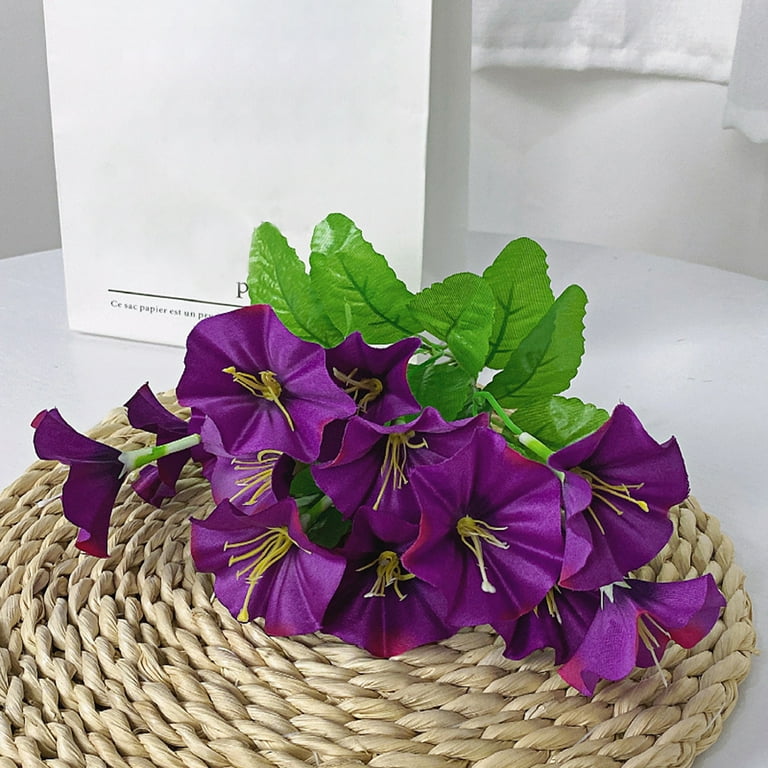 1pc Simulation Flower Vivid Home Decor Portable Ornamental Artificial Morning Glory for Restaurant White Faux Silk Flower