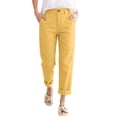 thumbnail image 2 of Linen Pants Women Petite High Waisted Cropped Pants Summer Beach Ankle Length Straight Leg Tapered Trouser Pant with Pockets with Pockets Yellow S, 2 of 5