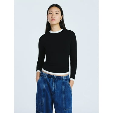 Scoop Women’s Double Layer Rib Tee with Long Sleeves, Sizes XS-XXL