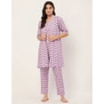 thumbnail image 2 of Moomaya Sleepwear, 3 Pcs Cotton Loungewear Set, Printed Top Pajama & Shrug Night Suit Set, 2 of 9
