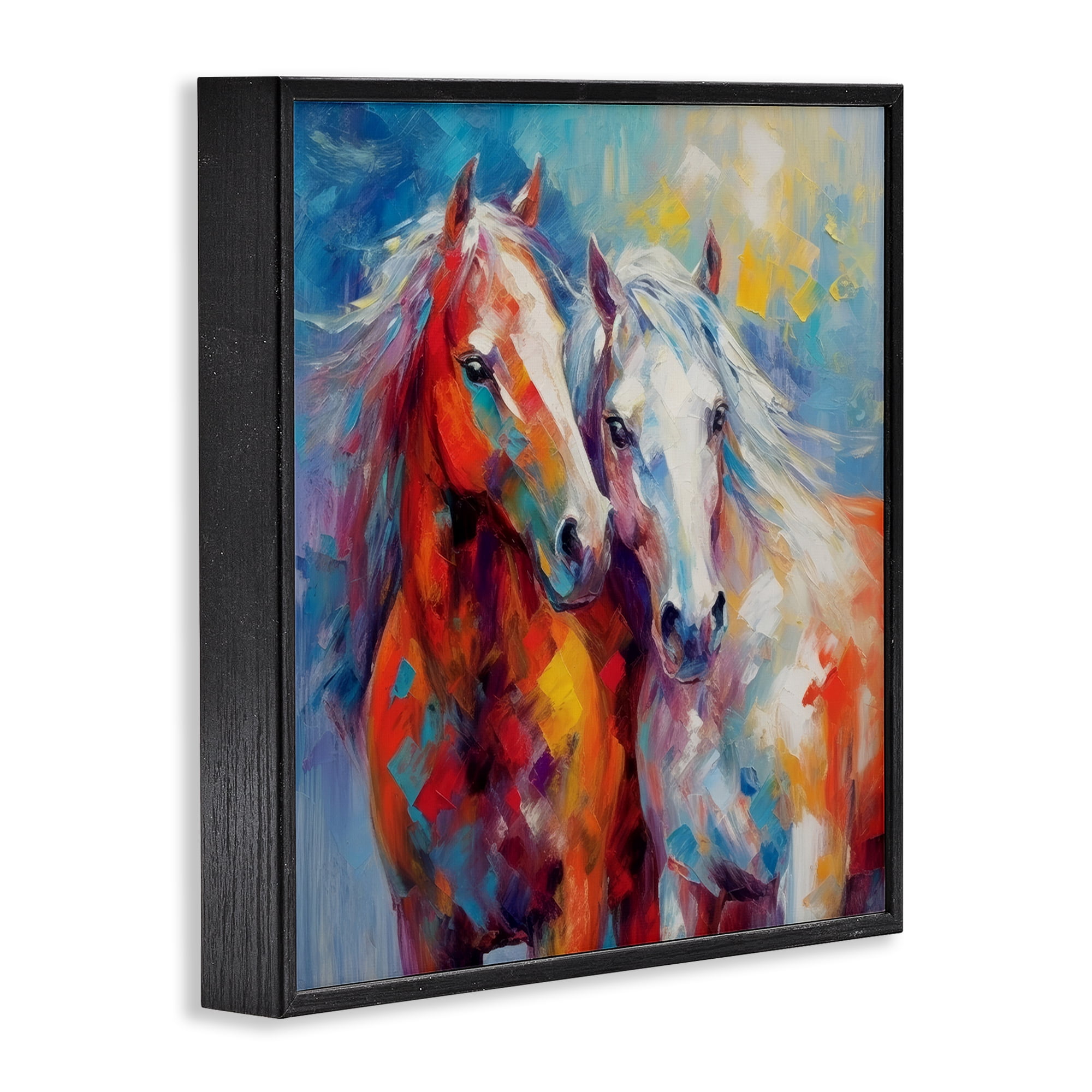 Stupell Industries Abstract Brushed Horses Animals & Insects Painting Black Framed Art Print Wall Art, 24 x 24