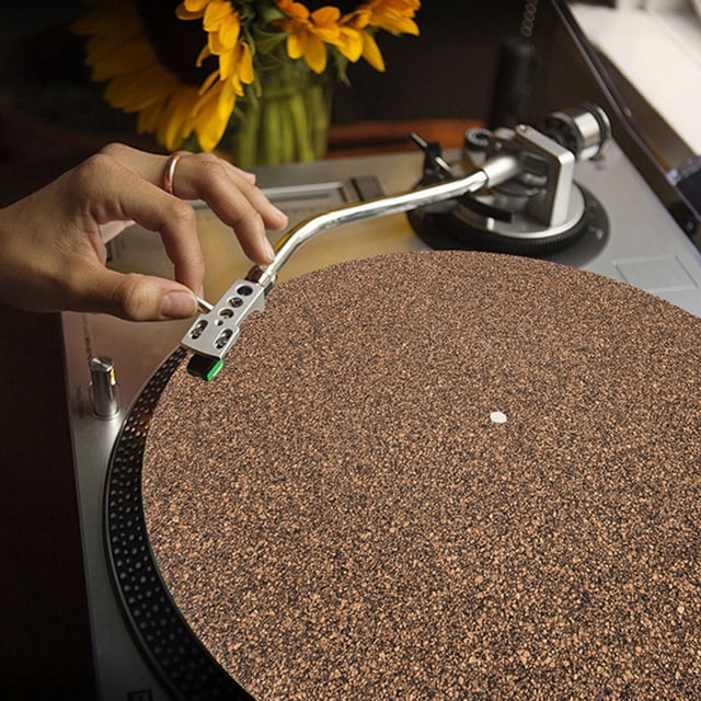 OUNONA Tapis de Plateau Tournant Coussin de Platine Vinyle 3 Pcs Brun Rond Tapis en Liège pour Réduction de Vibration 11.7 Po