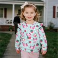 thumbnail image 3 of Yuyamidu Strawberry Axolotl Sweatshirt for Girls 4T 5T Blue Crewneck Sweatshirt Ruffle Shoulder Long Sleeve Pullover Top Soft Casual Fall Outfits Everyday Playwear, 3 of 8