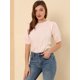 thumbnail image 3 of INSPIRE CHIC Día De San Patricio Blusa De Manga Corta Con Hombros Descubiertos Y Volantes Sin Cuello Con Volantes En La Espalda Para Mujer Rosa S, 3 of 6