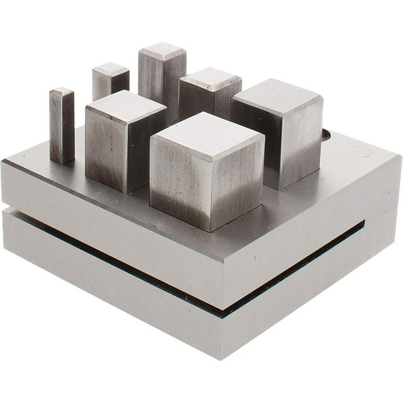 The Beadsmith Steel Small Square Disc Cutter Set w/ 7 Punches & Die. Tool for Cutting Accurate Small Square Metal Discs From 5/32 “ - 5/8 “ Inches Using a Soft Metal Sheet up to 20 Gauge & Thinner