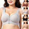 thumbnail image 5 of vigerkar Zip Front Closure Bra Wireless Support Comfort Full Coverage Back Smoothing No Underwire Bralettes Seamless (Khaki, 5XL), 5 of 9