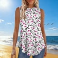 thumbnail image 2 of Levmjia Womens Tank Tops Printed Sleeveless Round Neck Blouse Casual Pullover Tops Comfortable Polyester Stretch Fit Fashion Basic Tee Daily Wear Spring Summer, 2 of 6