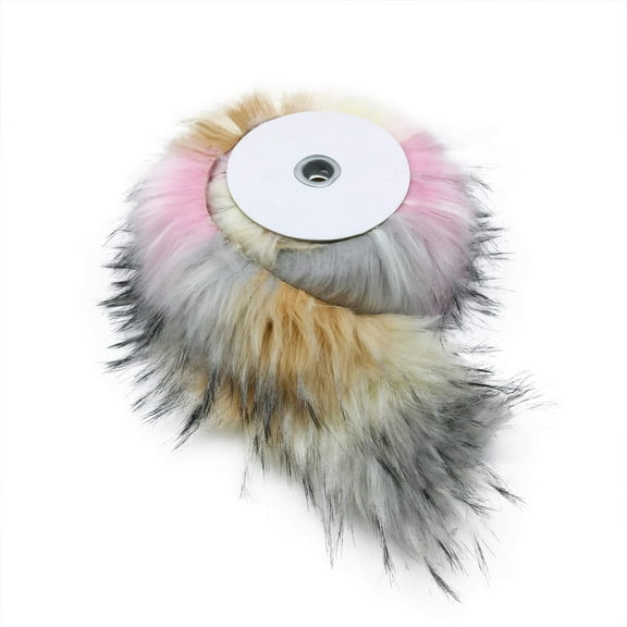 Furryvalley Faux Fur Trim Fur Ribbon Craft Furry Stripe for Slippers Slides Fringe 2 Yards (Colorful)