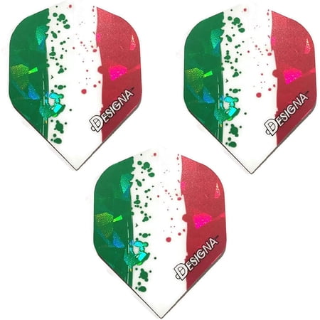Designa Italy Italian Flag Dart Flights, Red White & Green Holographic Strong Standard Dart Flights (1 Set)