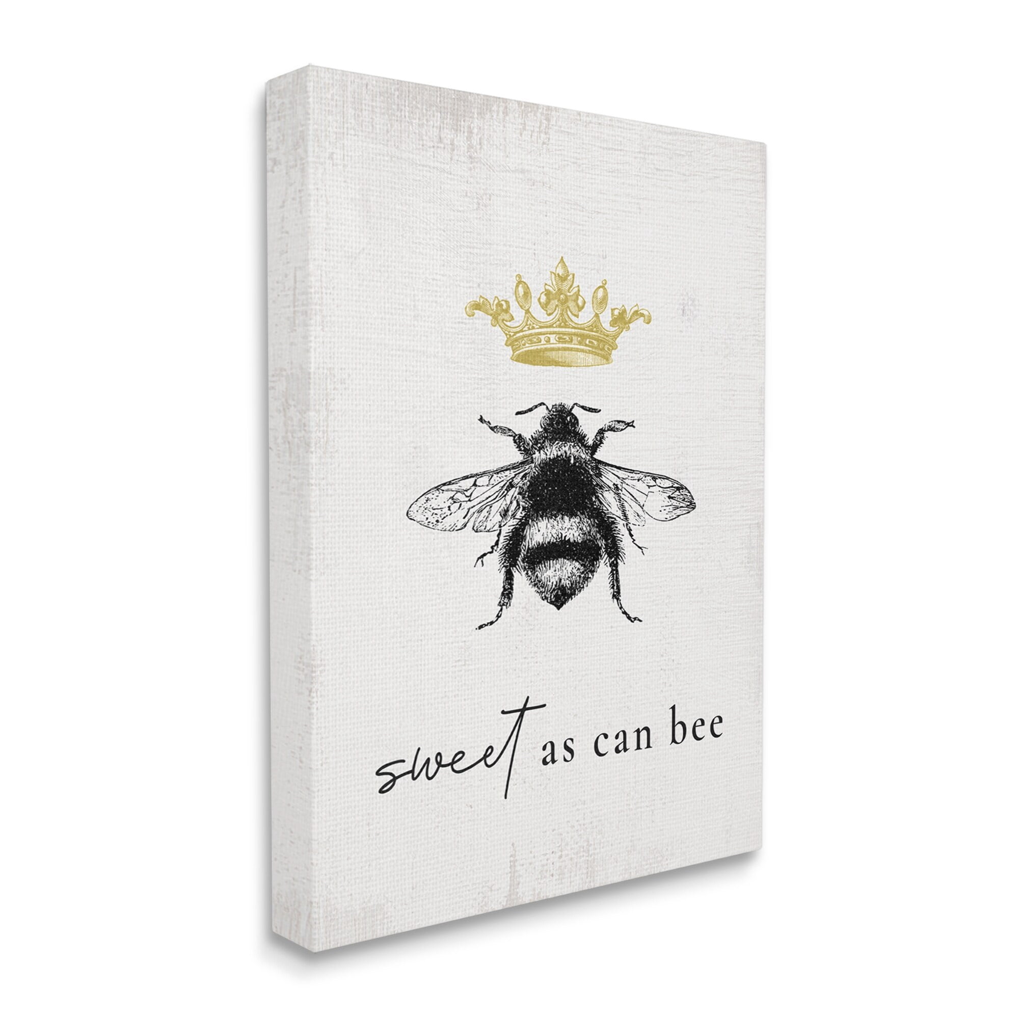 Stupell Industries Sweet as Can Bee Phrase Royal Crown Insect, 24 x 30,Design by Daphne Polselli