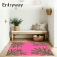 thumbnail image 3 of ODIKA 2'x3' Machine Washable Non-Slip Area Rug, Festive Evergreen Branches And Ornate Flake Patterned Celebration High Traffic Rug, Pink, 735620, 3 of 7