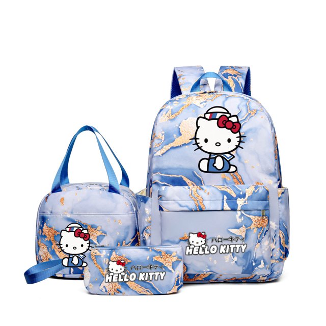 3 unids/set Hello Kitty mochila con bolsa de almuerzo para mujeres estudiantes adolescentes mochilas escolares cómodas conjuntos de viaje mochila