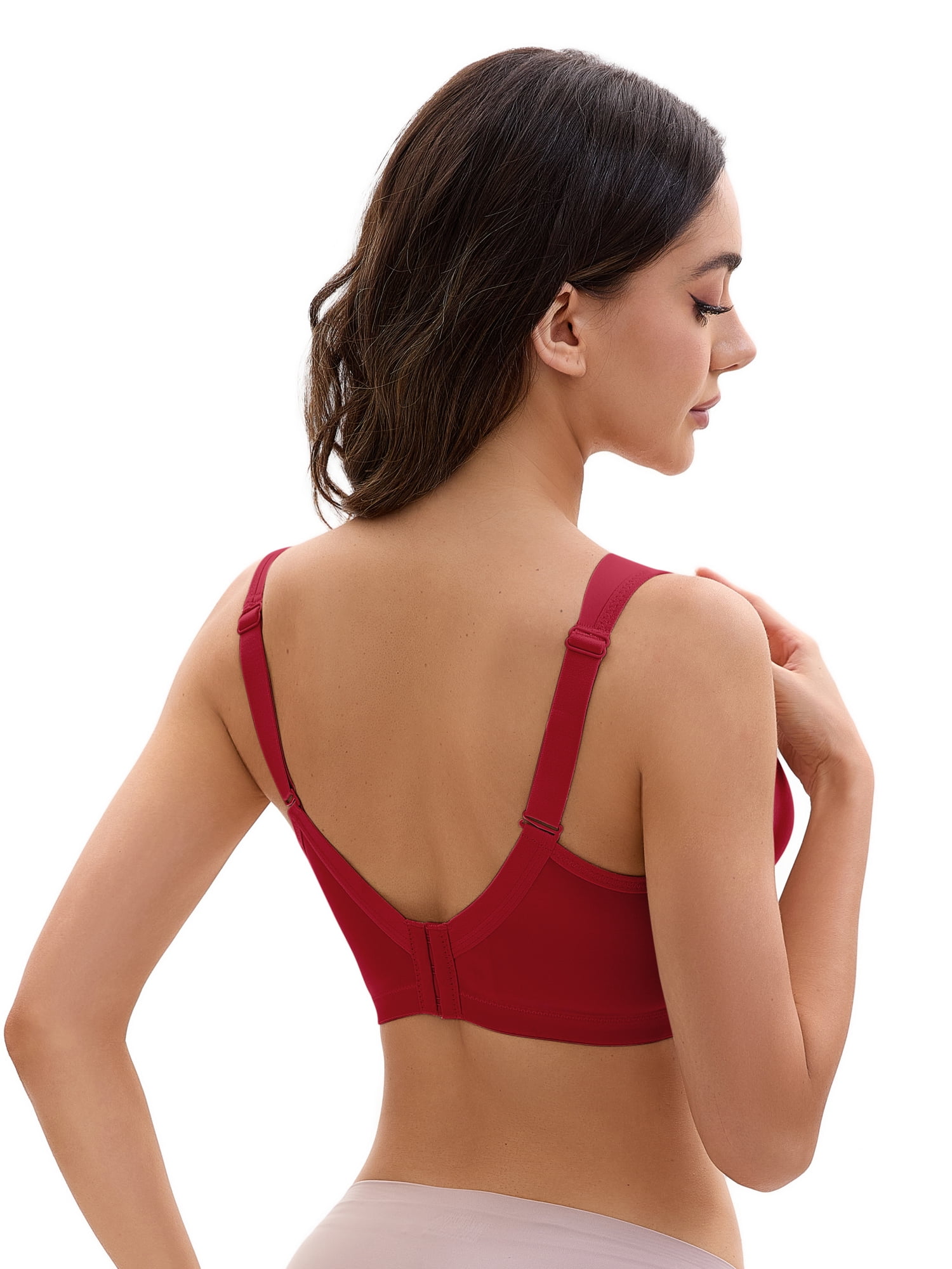 Unique Bargains Women's Push Up Adjustable Wide Straps Bras C 38 Wine Red