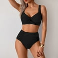 thumbnail image 4 of MIXUE Swim Suits for Women Solid Color Sexy Two Piece High Waist Bikini Sets for Women Swimwears Beachwear,Black,S, 4 of 7