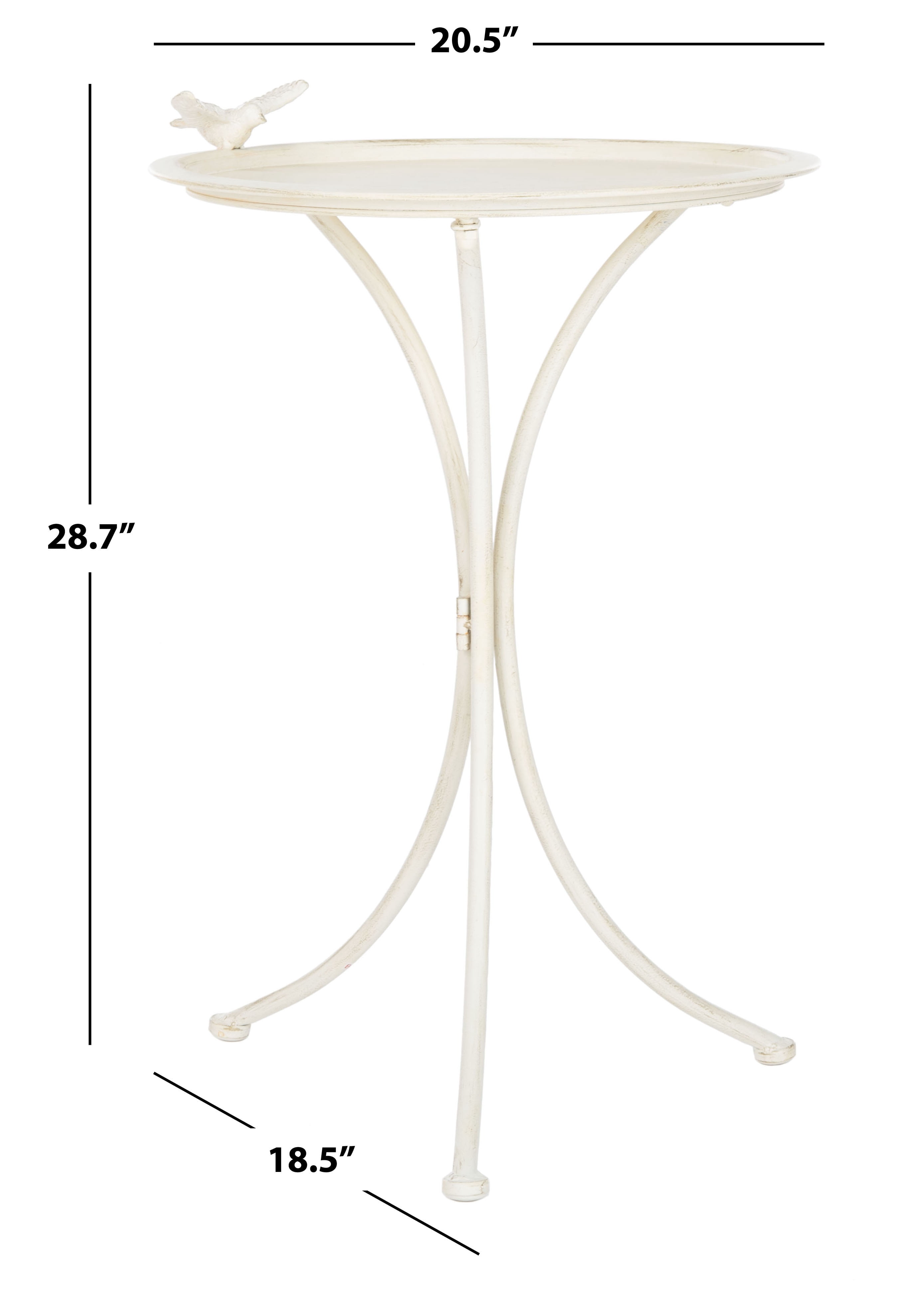 SAFAVIEH Kensi Solid Rustic Outdoor Patio Bird Bath, Pearl White