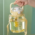 thumbnail image 3 of 1200ml Drinking Bottle Tea Separation Big Belly Straw Drink Bottle with Straw Daily Use, 3 of 8