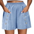 thumbnail image 7 of Zynoxe Shorts for Women with Button Pockets Lightweight Breathable Cotton Linen Shorts Comfort Elastic Waistband Mid-Thigh Wide Leg Shorts Relaxed Loose Fit Solid Color Summer Beach Shorts 3XL, 7 of 7