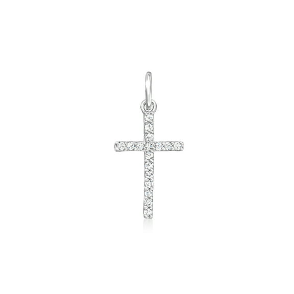 Pure Collection by Ross-Simons 0.10 ct. t.w. Diamond Cross Charm in Sterling Silver, Women's, Adult