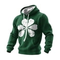 thumbnail image 1 of Ceisia Men's St. Patrick's Day Graphic Hoodie Casual Pullover | Oversized Six-Petal Clover Distressed Dark Green Relaxed Hooded Top Gifts, 1 of 2