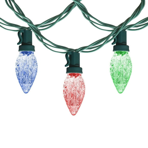 Jeu de 100 lumières C7 en multicolor, fil vert
