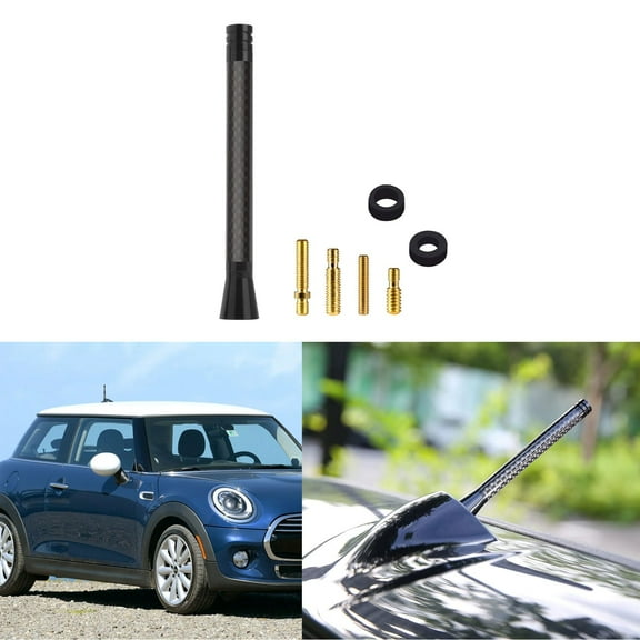 Xotic Tech Car Long Antenna Carbon Fiber Checkerboard Theme Compatible with Mini Cooper All Models & More Other Cars 4.2"