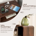 thumbnail image 2 of FIAKOA Nightstands Set of 2 with Charging Station, Modern Bedside Tables with 2 Drawers, Round Corner Night stand for Bedroom, Living Room, Small Spaces, Walnut Brown, 2 of 9