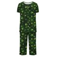 thumbnail image 4 of Dazajoo Womens Pajama Sets Cotton Sleepwear Tops with Capri Pants Summer Pjs 2 Piece St Patricks Day Lightweight Comdy Loungewear Home Suits,Multicolor,XL, 4 of 5