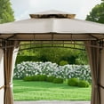 thumbnail image 3 of Hanover Sahara 9.8' x 9.8' Soft Top Outdoor Gazebo Canopy with Curtains, Pop Out Roof, and Roof Vent, Heavy Duty - SAHARAGAZ-TAN, 3 of 14