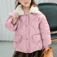thumbnail image 5 of Scyoekwg Girls Jacket Toddler Girls Cotton Clothing Winter Thickened Jacket Solid Color Long Sleeve Button Jacket Outwear (Pink,3-4 Years), 5 of 6