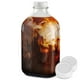 thumbnail image 1 of Botella de leche de vidrio de medio galón con tapa (1 paquete), 64 oz y 3 tapas blancas, recipiente reutilizable para leche de grado alimenticio para refrigerador, ideal para jugo, leche de avena o, 1 of 7