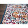thumbnail image 5 of Hauteloom Tigris Collection Jasmine Oriental Farmhouse Living Room Bedroom Area Rug - Vintage Distressed - Boho Chic Floral Medallion Pattern - Off White, Blue, Orange - 3'11" x 5'7", 5 of 11